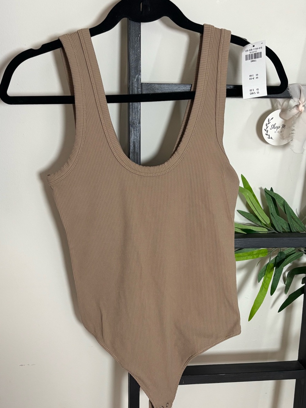 Abercrombie & Fitch Ribbed Tank One-Piece in Taupe